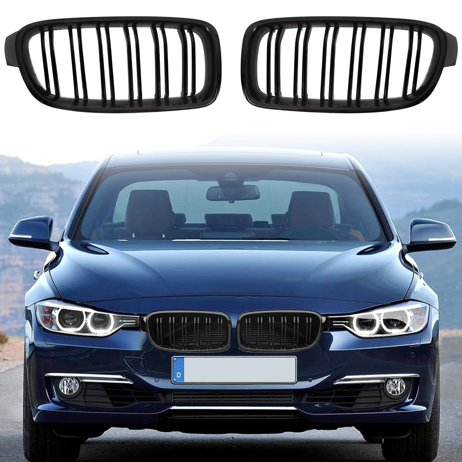 KIT Puxadores Pretos BMW Série 5 F10 F11 F18 2010-2017 S/ Esp