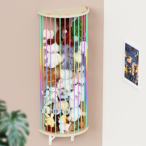 Miniatura 9 de Hamaca de almacenamiento de animales de peluche, soporte de madera para juguetes de peluche, organizador de almacenamiento de juguetes para sala de