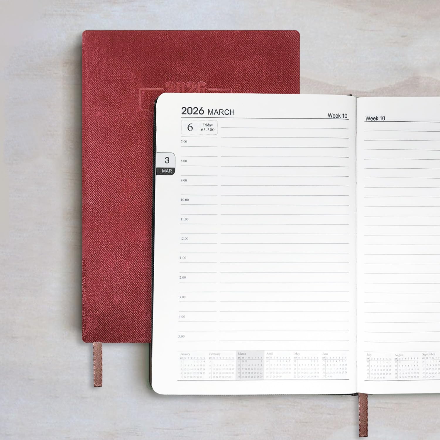 Agenda giornaliera 2026, formato A5, con copertina in morbido velluto, pagine 80 g/m², agenda 365 giorni, per ufficio, uso personale, Capodanno e regali aziendali (marrone)