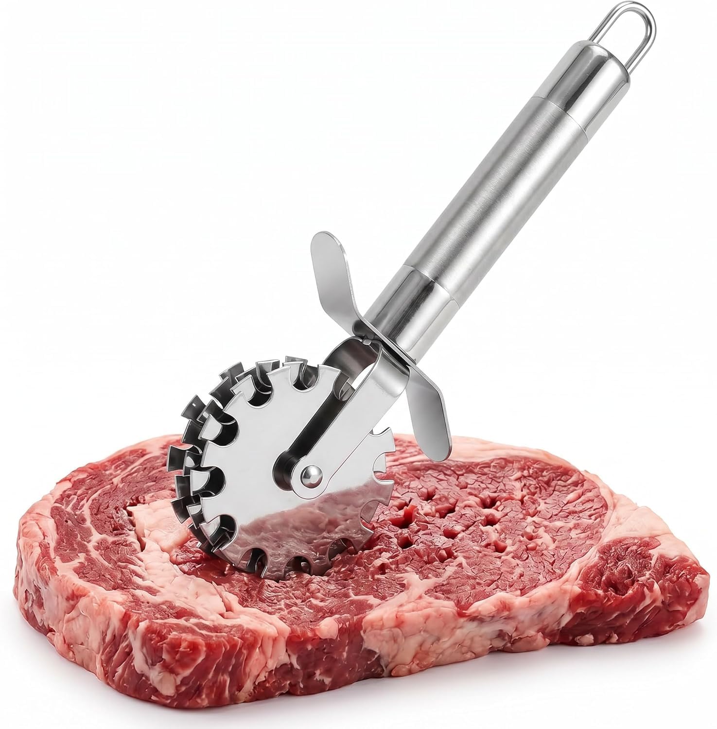 Meat Tenderizer Tool Stainless Steel Rolling Meat Tenderizer Tool for Steak Chicken Pork Beef, Professional Roller Hammer Pounder with Blades for Marinating &amp; Tenderizing