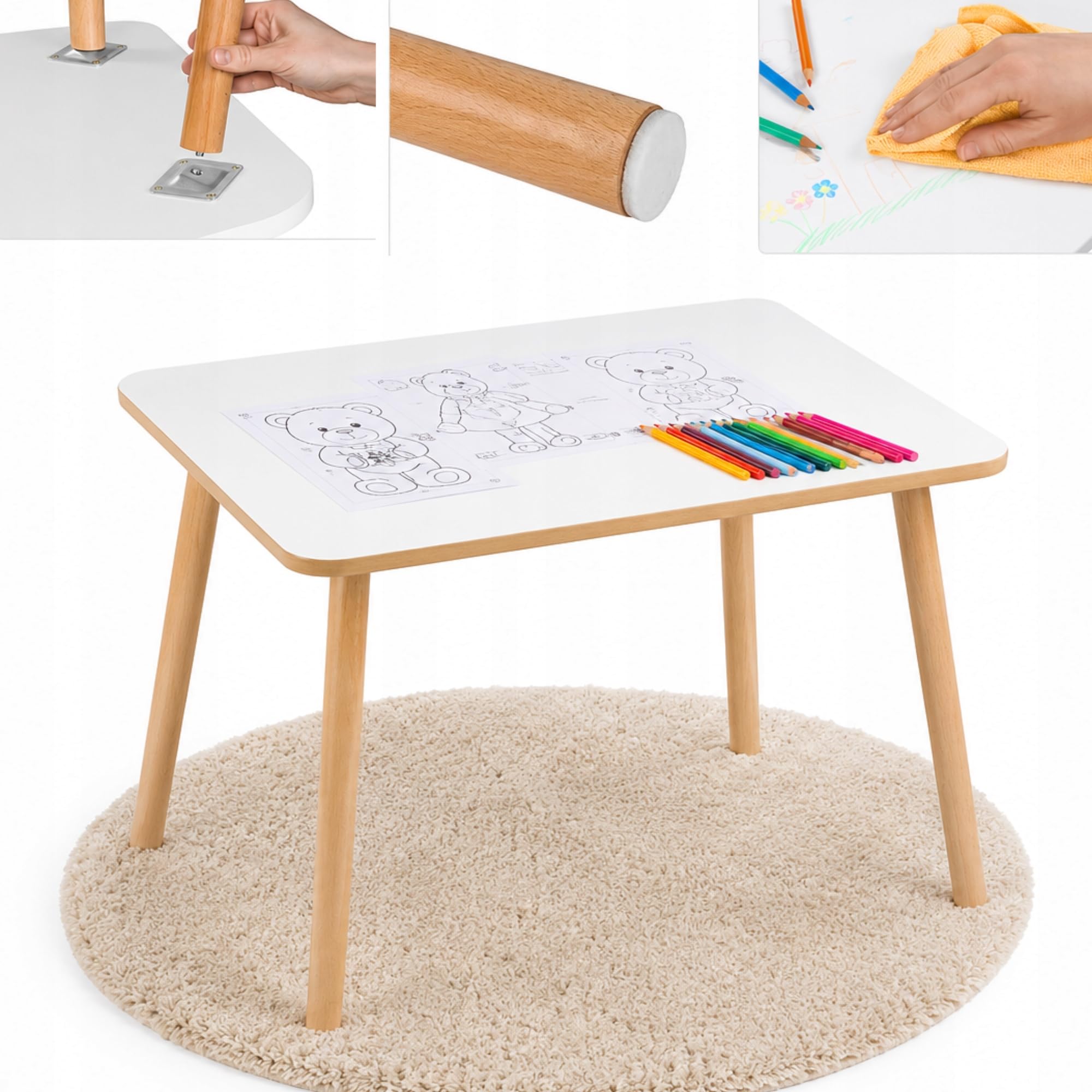 Kindertisch 50 x 70 x 47 cm – Holztisch für Kinderzimmer | Kinder Tisch, Lern- & Spieltisch aus MDF