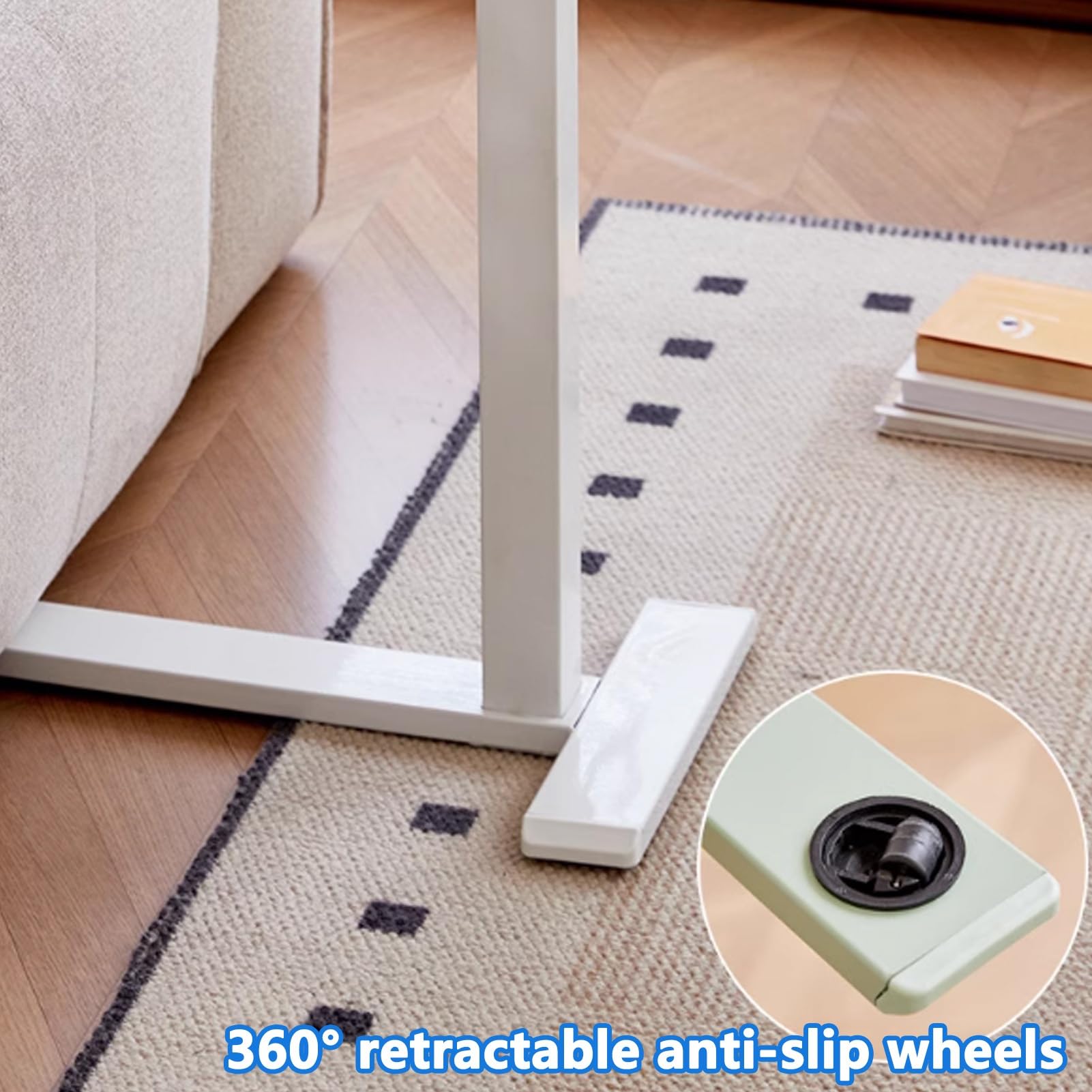 Mesa para cama con ruedas ocultas, escritorio elevador móvil para laptop con panel abatible para dormitorio y sala de estar