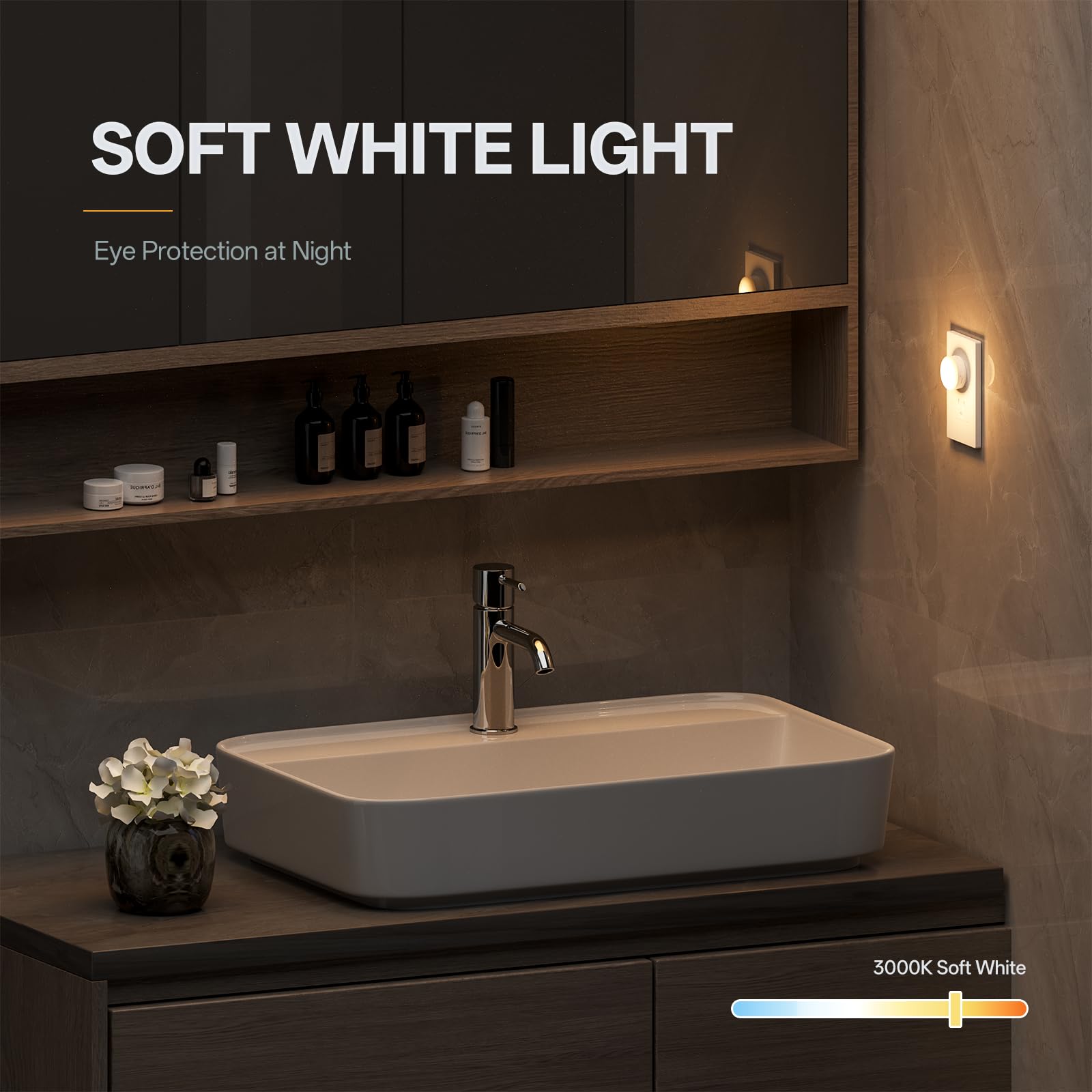 Luz nocturna enchufable en la pared, mini luces nocturnas LED regulables para niños, luz suave para lactancia materna, ayuda para dormir, dormitorio, guardería, pasillo, escalera, 3CCT, paquete de 4