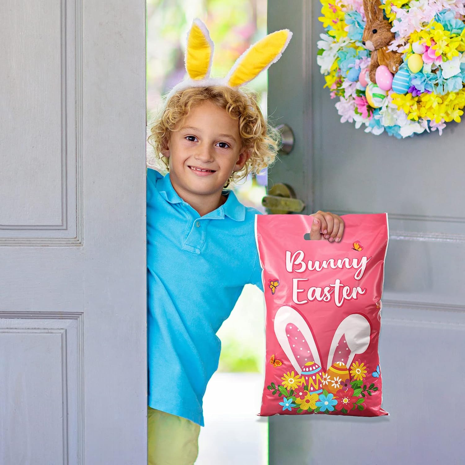 TaoBary 72 Pieces Easter Gift Bags Plastic Large Easter Treat Bags Reusable Rabbit Bunny Egg Goodie Party Favors for Egg Hunt Basket Party Supplies Gift Wrapping - Image 6