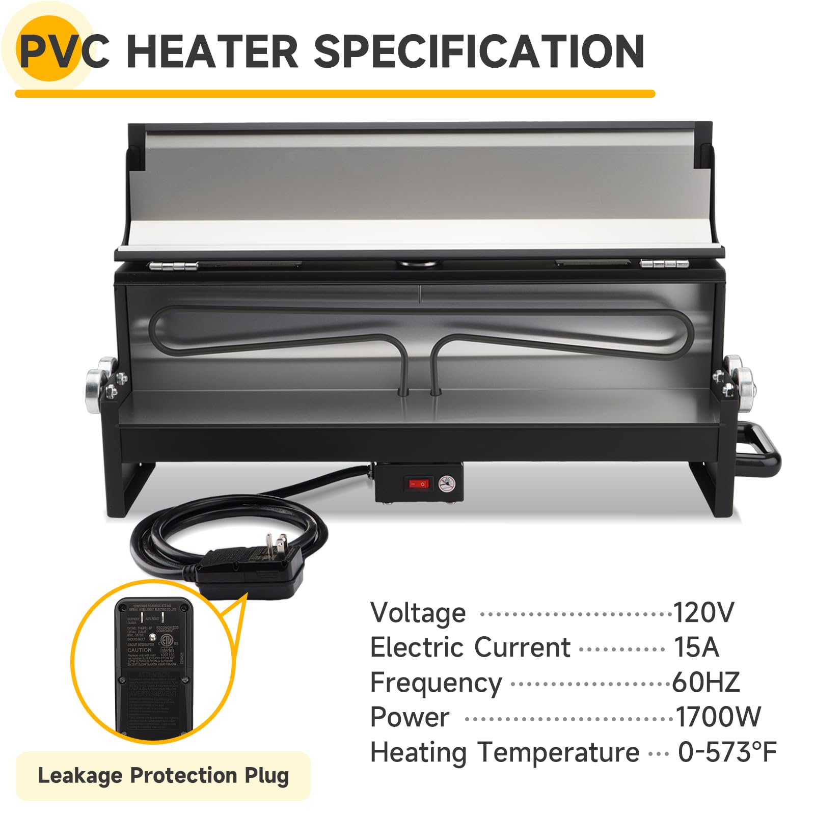 Calentador de flexión de conductos de PVC de 1/2 a 2 pulgadas con detector de temperatura para secciones de tubo de PVC de 24 pulgadas, herramienta dobladora de calentador de tubos de PVC