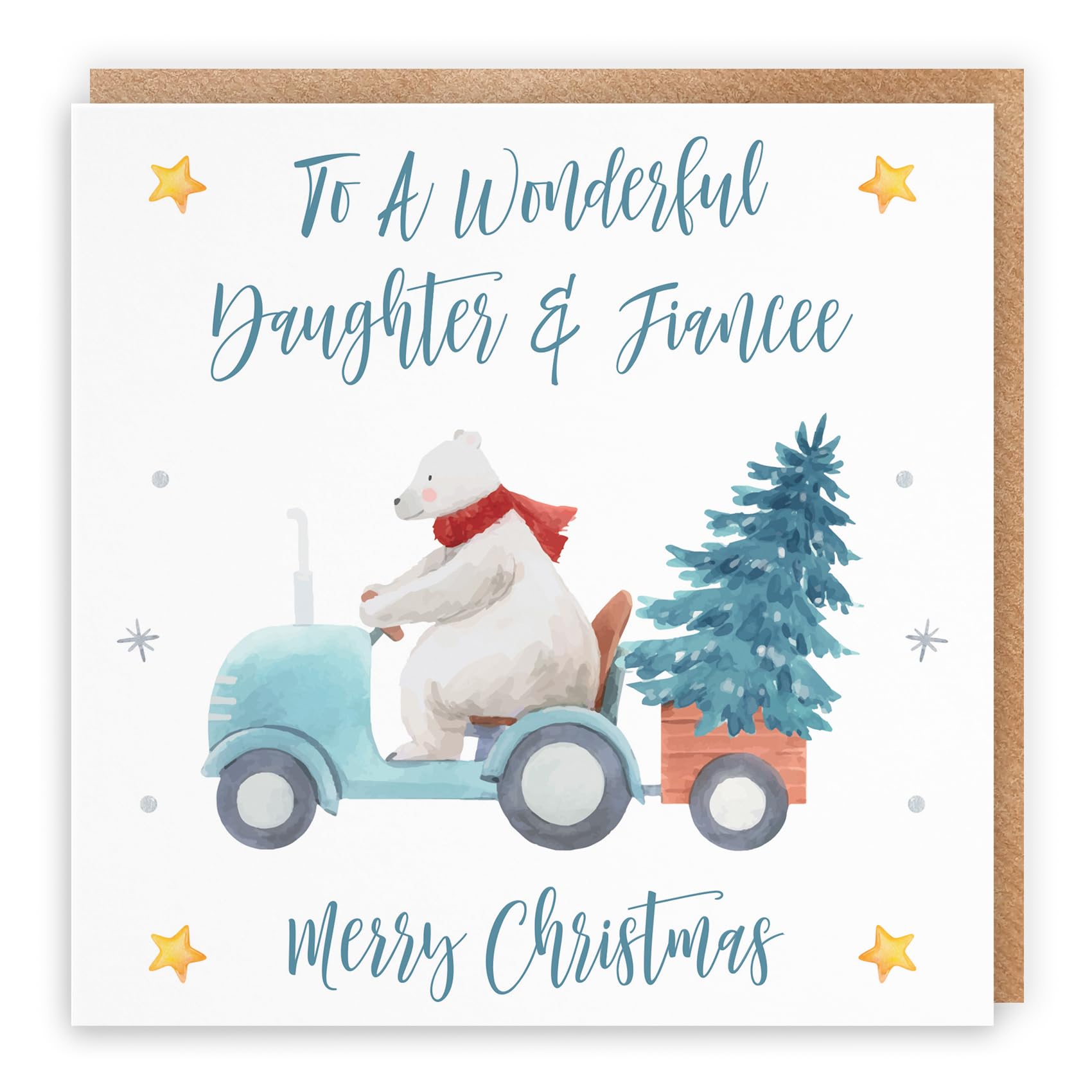 Hunts England - Daughter And Fiancee Christmas Card - To A Wonderful Daughter & Fiancee - Merry Christmas - Polar Bear Collection