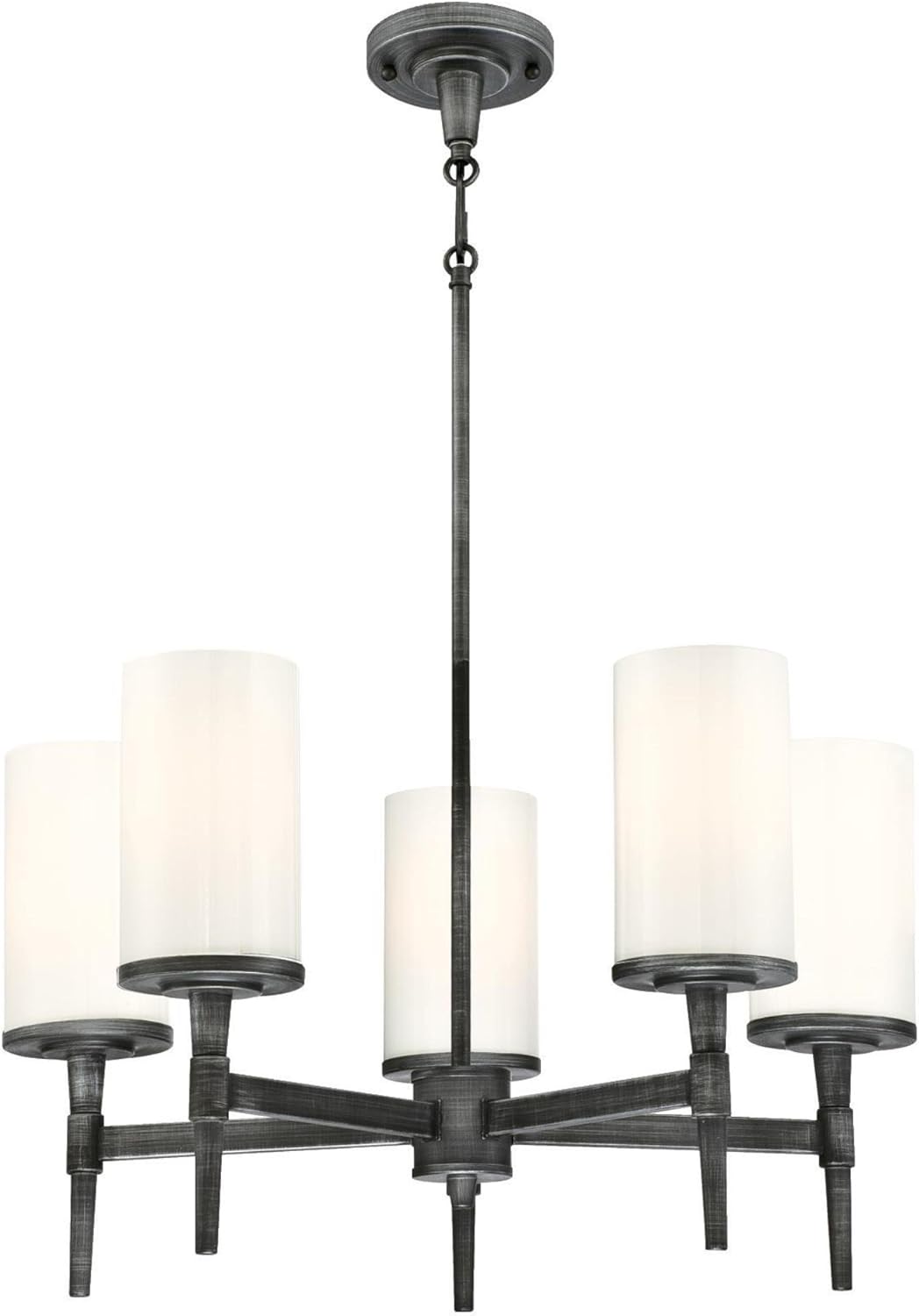 Westinghouse Lighting 6324700 Courtfield Five-Light Indoor Chandelier, Distressed Aluminum Finish with White Opal Glass