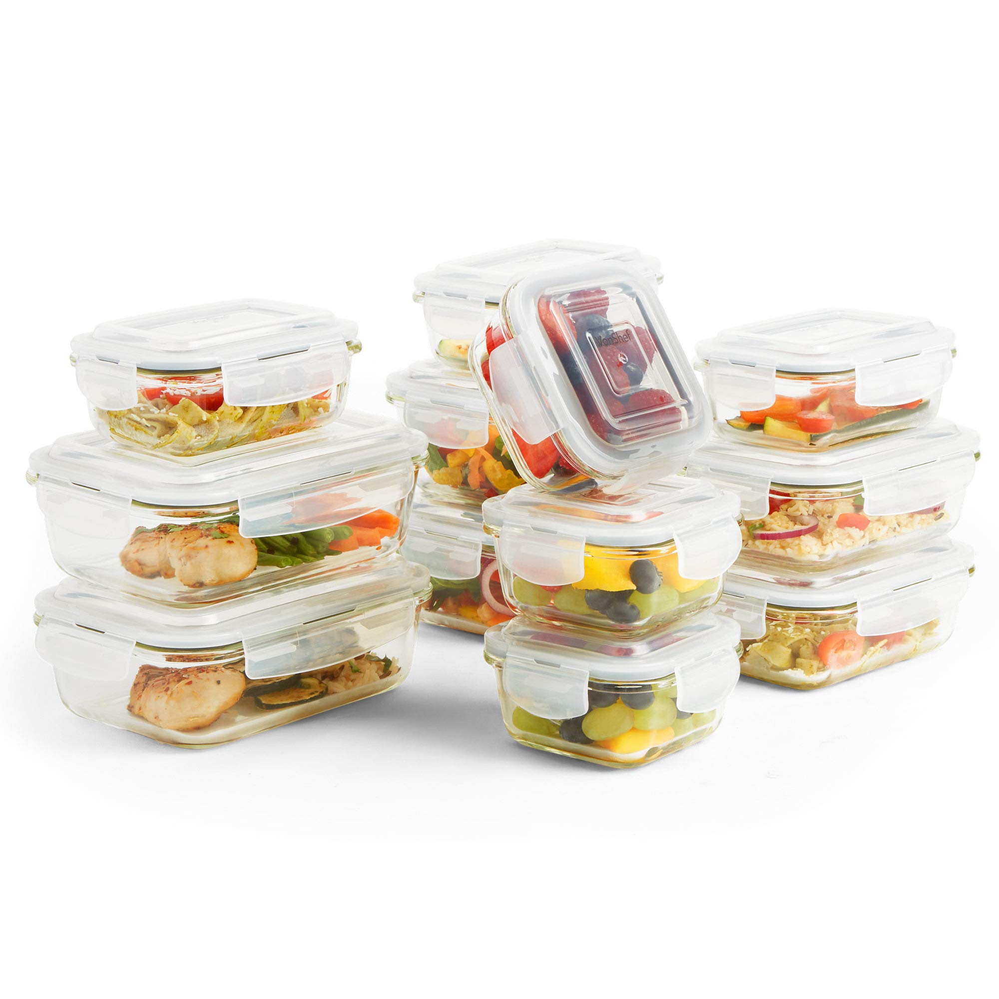 Buy VonShef Glass Food Storage with Lids 12 Piece Container Set BPA