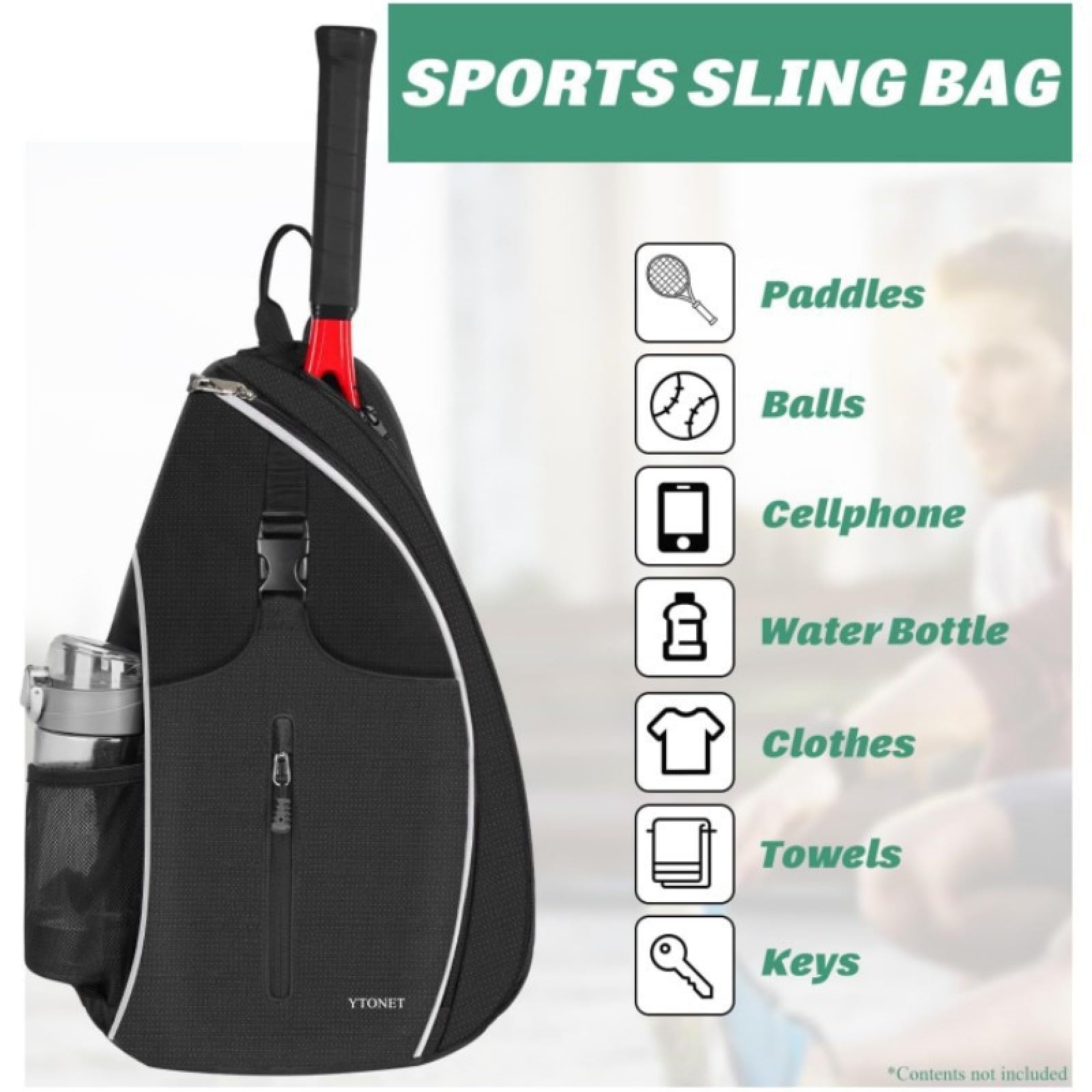 Tennistasche für 2 Schläger, Tasche für Tennisschläger, Tennis-Paddel-Rucksack,Badmintonschläger, Tasche, Schläger-Tragetasche, Handtasche für Tennis/Pickleball/Badminton/Squash-Sportarten