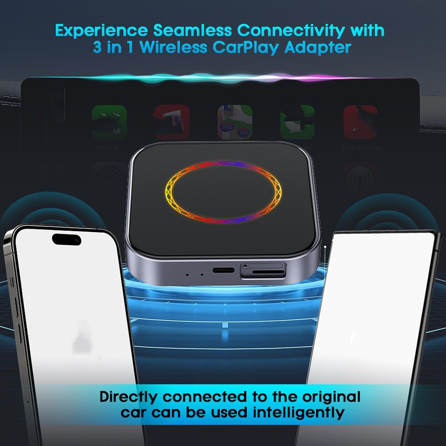 Wireless Adapter, Wired to Wireless, 2.4G 5G WiFi, Bluetooth, 4GB 64GB, Android 13, USB A, Type C, Split Screen Operation, 4G LTE Card, Stable Connection