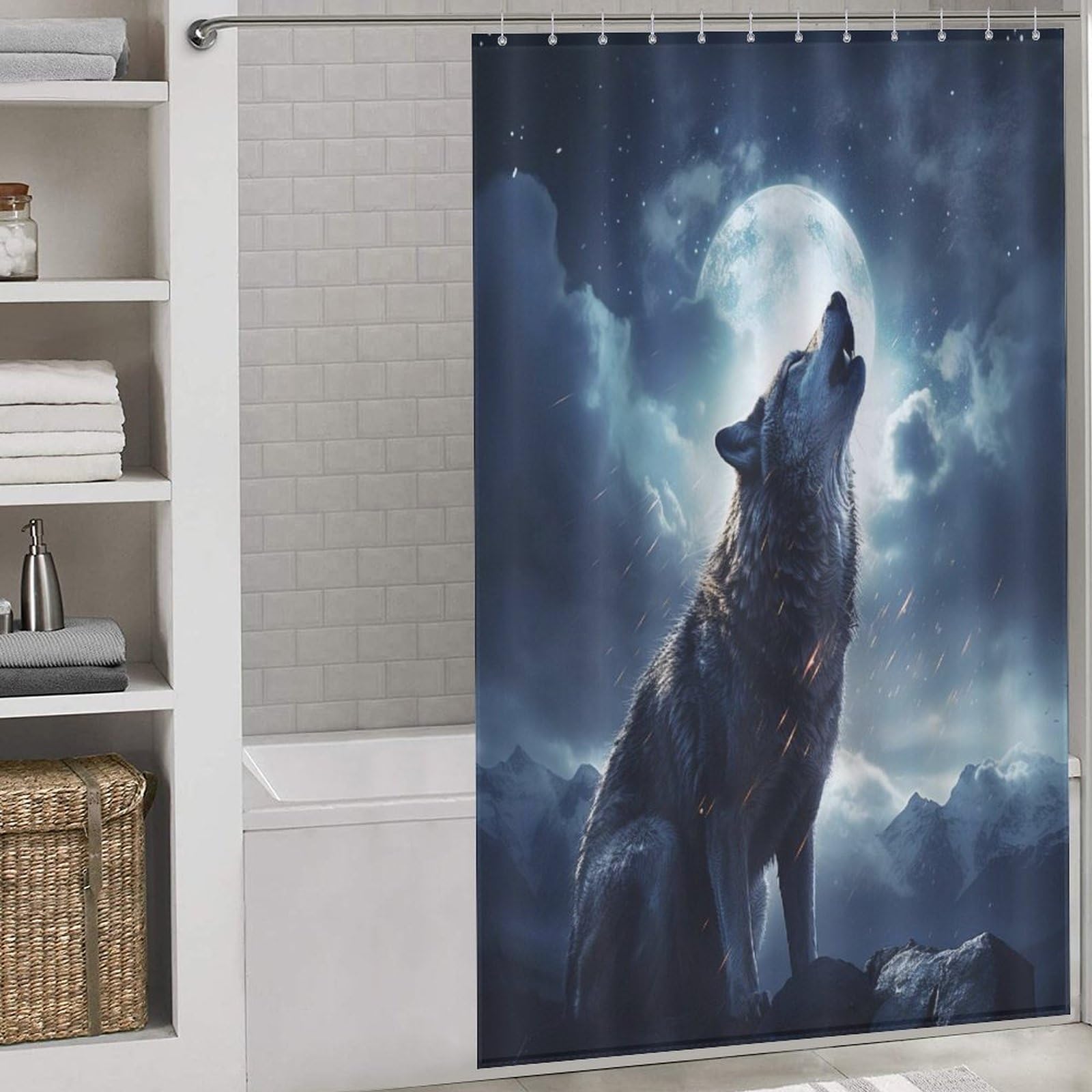 Rideau de douche loup anti-éclaboussures pour sol sec 140x183