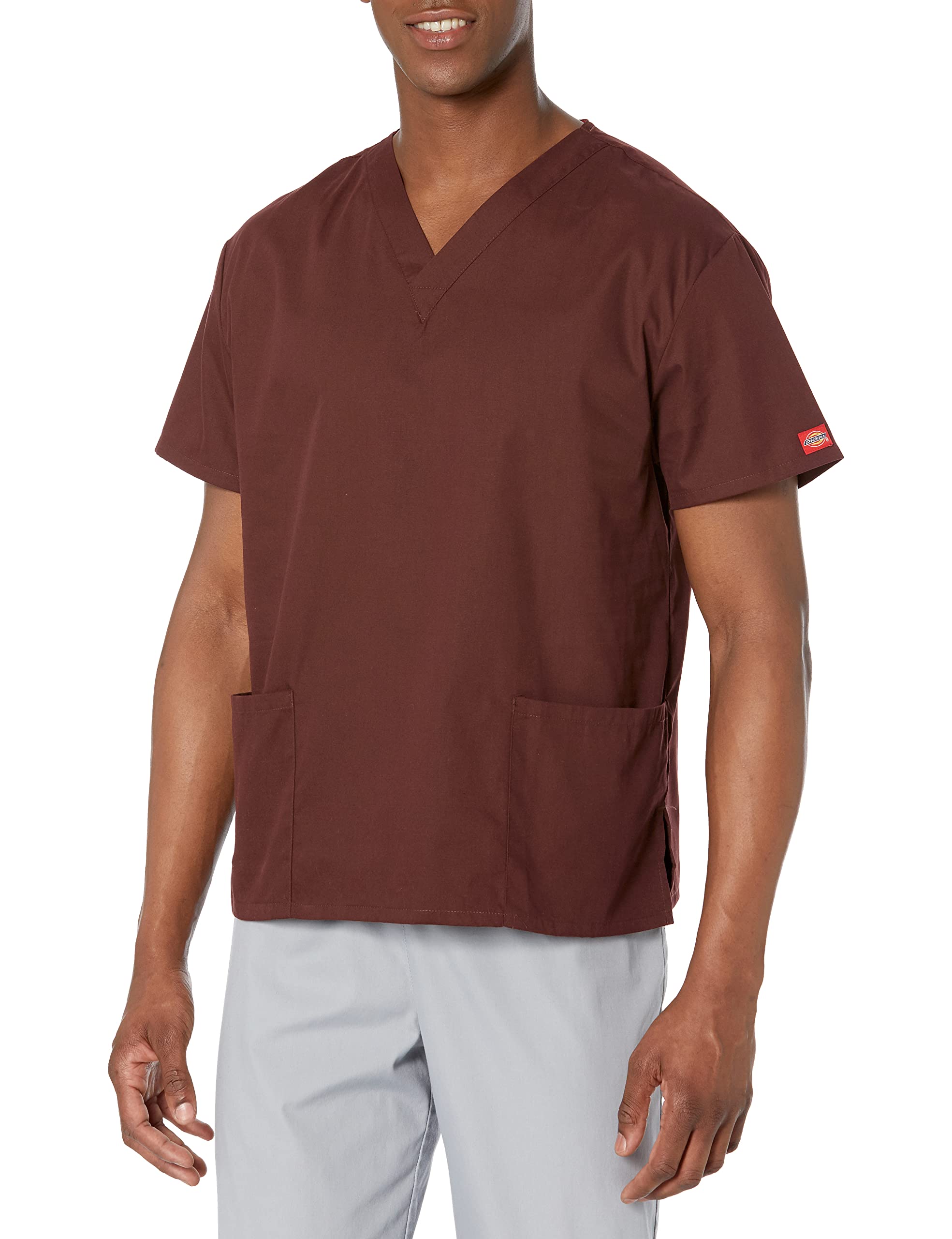 Dickies womens V-neck Top Medical Scrubs Shirt, Espresso, 3X-Large Plus
