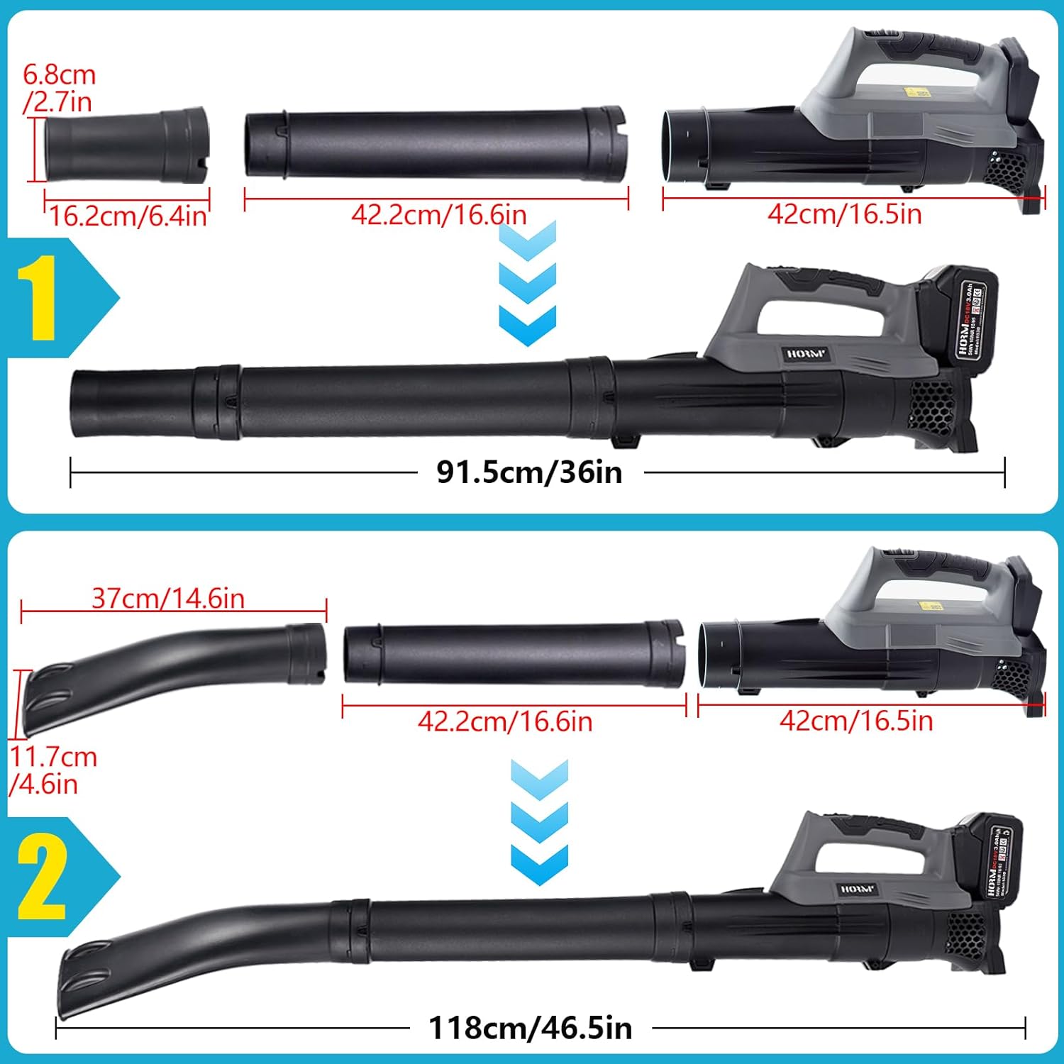 Leaf Blower Cordless with 2X 3.0Ah Batteries and Charger, 18V Battery Powered Leaf Blowers for Lawn Care,Yard, Blowing Leaves, Dust, Snow, Black