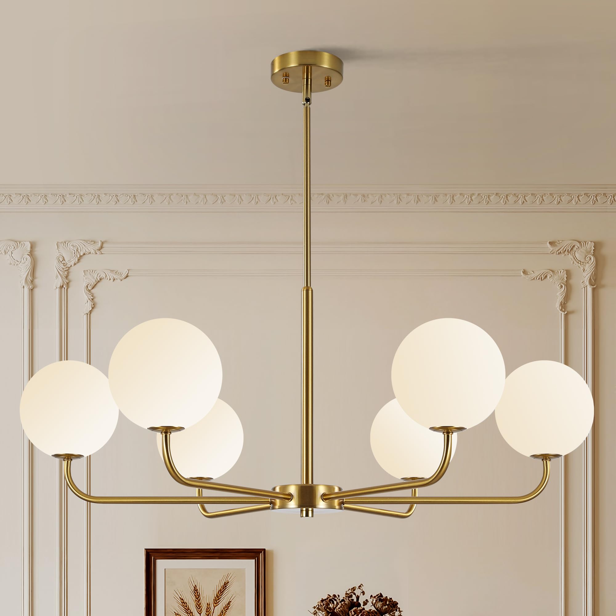 【Novelbright】Chandelier ZXFDWB Gold Modern Sputnik Chandelier for Dining Room Light