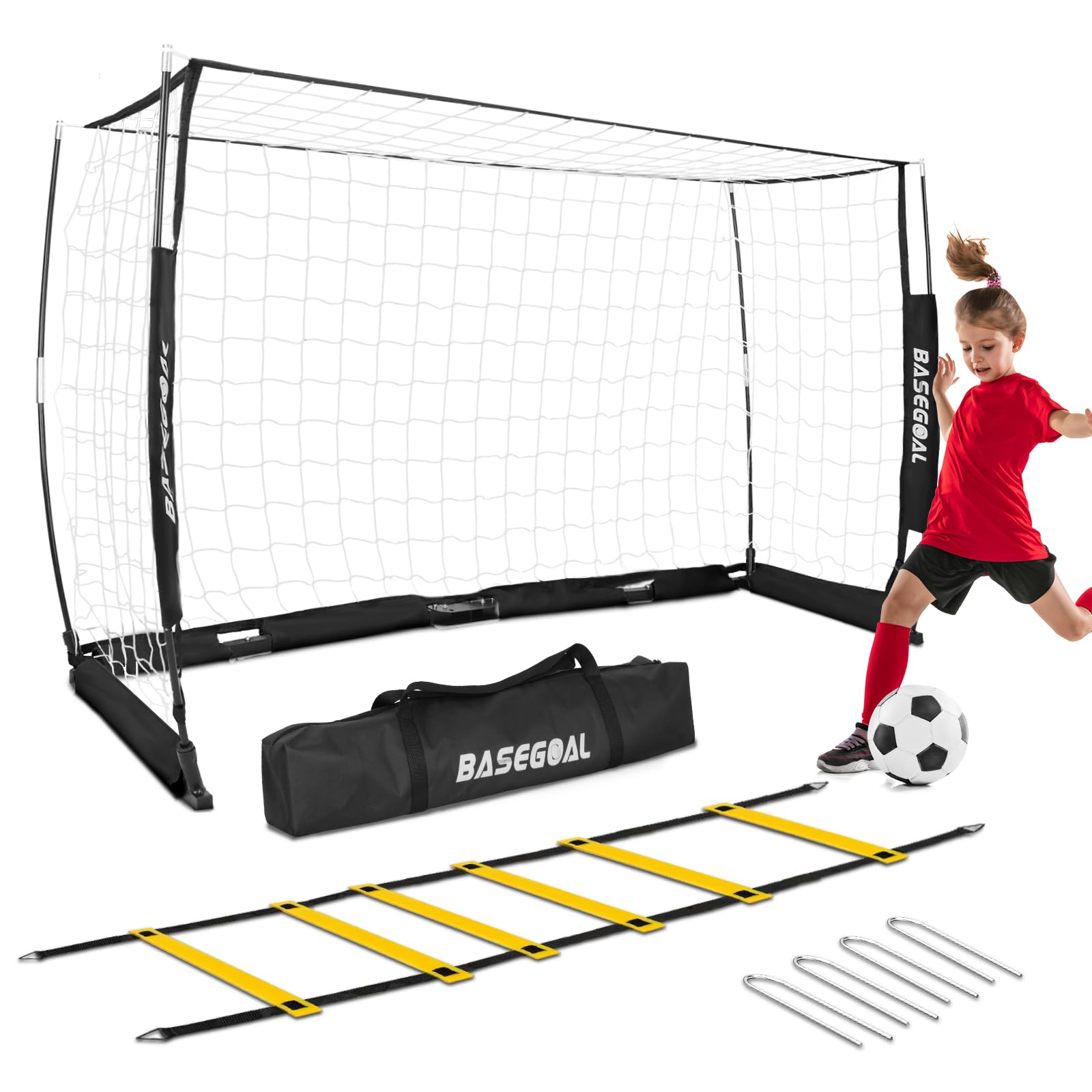 Set 2 Porte Da Calcio Per Bambini 180x120 Cm - Con Bersaglio, Palla, Scala E Coni - Foto 5