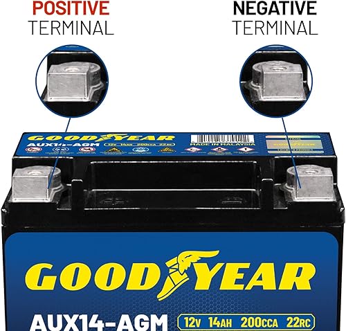 Miniatura 4 de Goodyear AUX14-AGM BCI Grupo Tamaño 400 12V 14 AH, 22RC, 200 CCA Platinum Series Batería Auxiliar Recargable AGM Libre de Mantenimiento