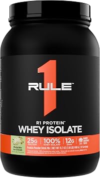 Rule 1 Proteins R1 Protein Whey Isolate - with 25g Protein & 6g BCAA Exclusively from Isolated & Hydrolyzed Sources for Workout Recovery (2 Pounds, Pistachio Ice Cream)