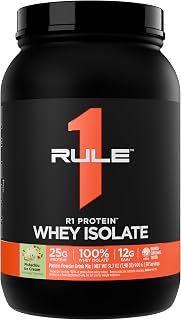 Rule 1 R1 Protein Whey Isolate - with 25g Protein & 6g BCAA Exclusively from Isolated & Hydrolyzed Sources for Workout Recovery (2 Pounds*, Pistachio Ice Cream)