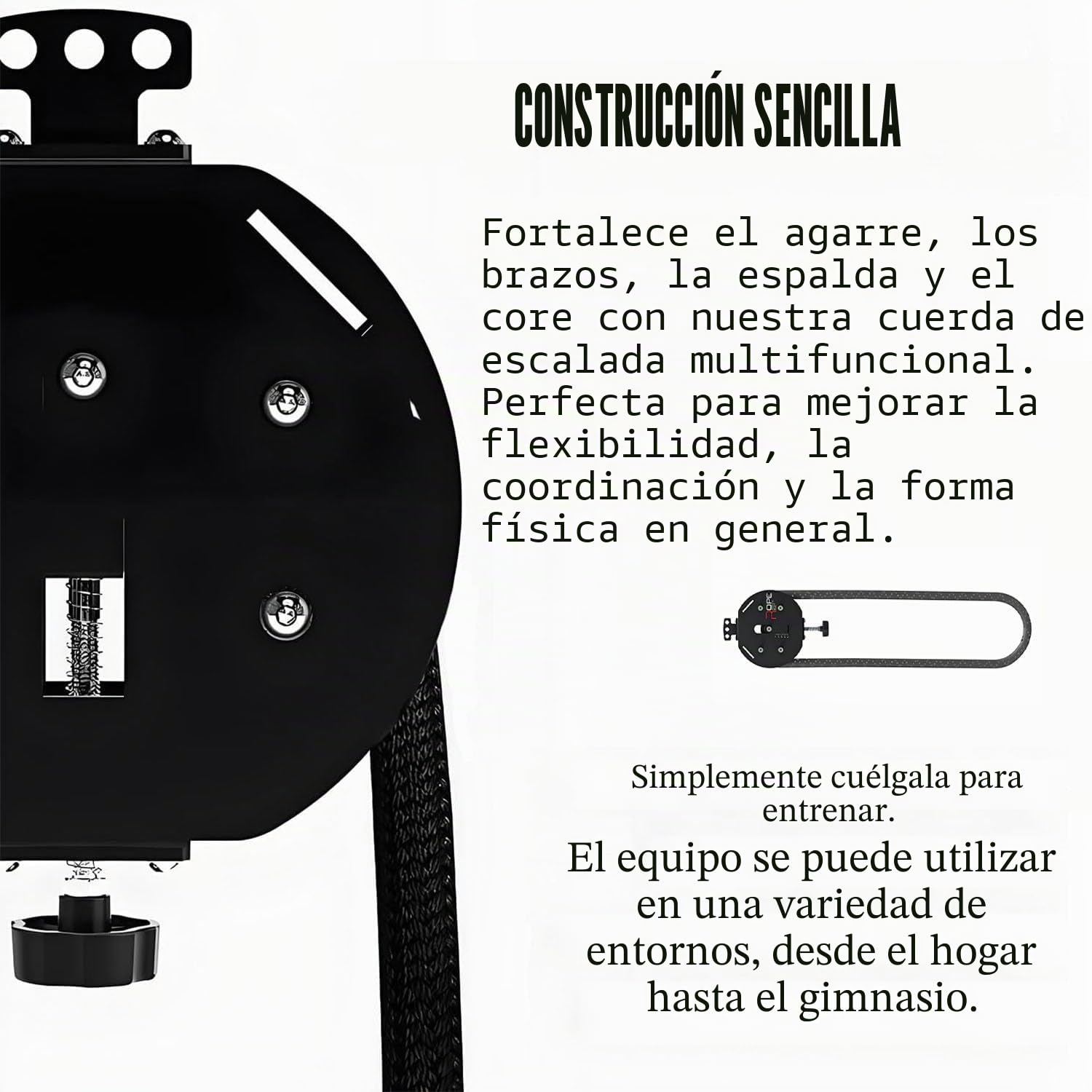 Entrenador de Poleas Sistema Cable-Polea Resistencia Ajustable Entrenador de Cuerda Infinita Máquina Cuerda Sin Fin Poleas Suspensión Equipo de Entrenamiento FíSico La Espalda