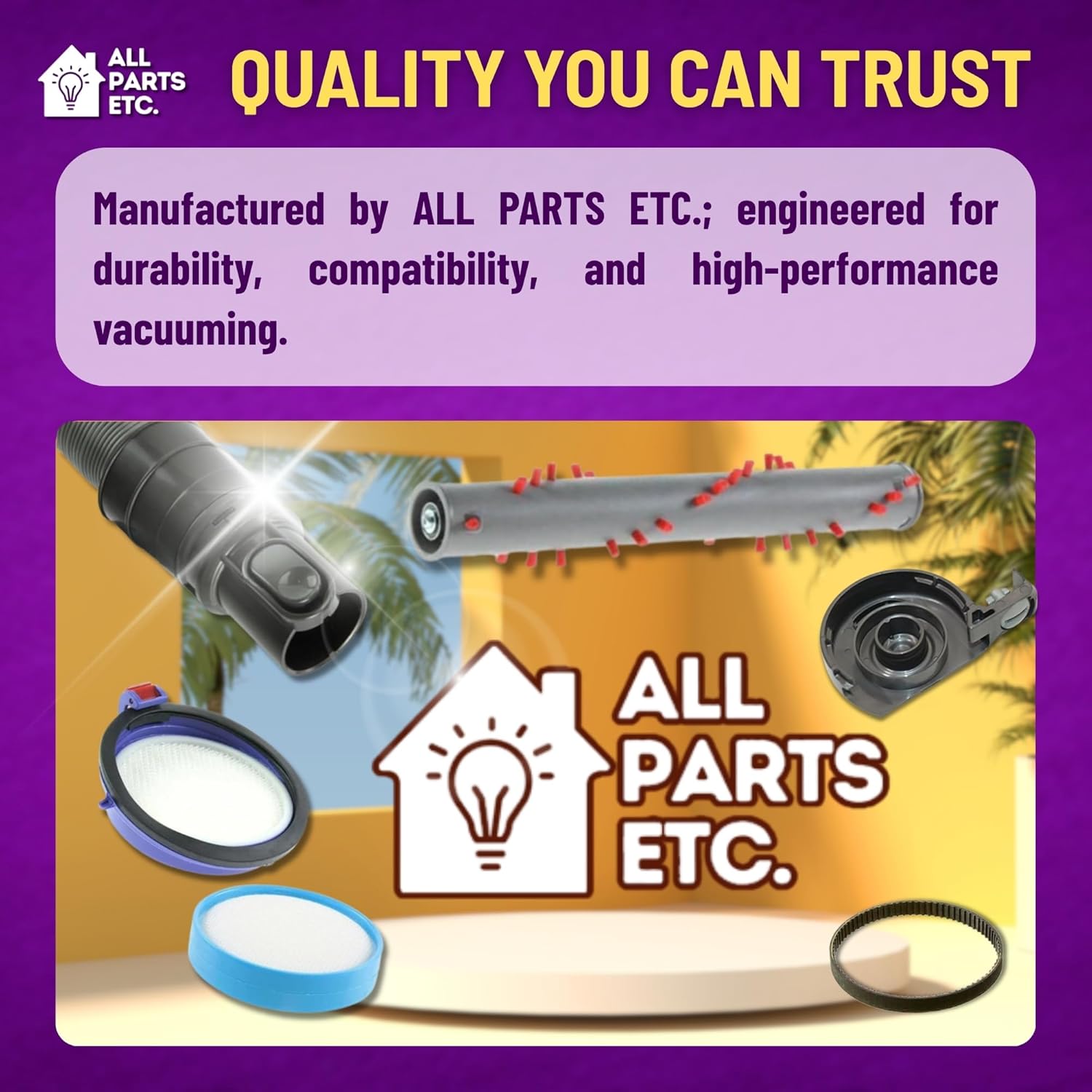 Replacement Tune-Up Kit for Dyson DC25 Vacuums - Includes Quick Release Hose, Brushroll, Washable Pre Filter, Post Motor HEPA Filter, 1 End Cap, and 1 Belt - 6 Pack