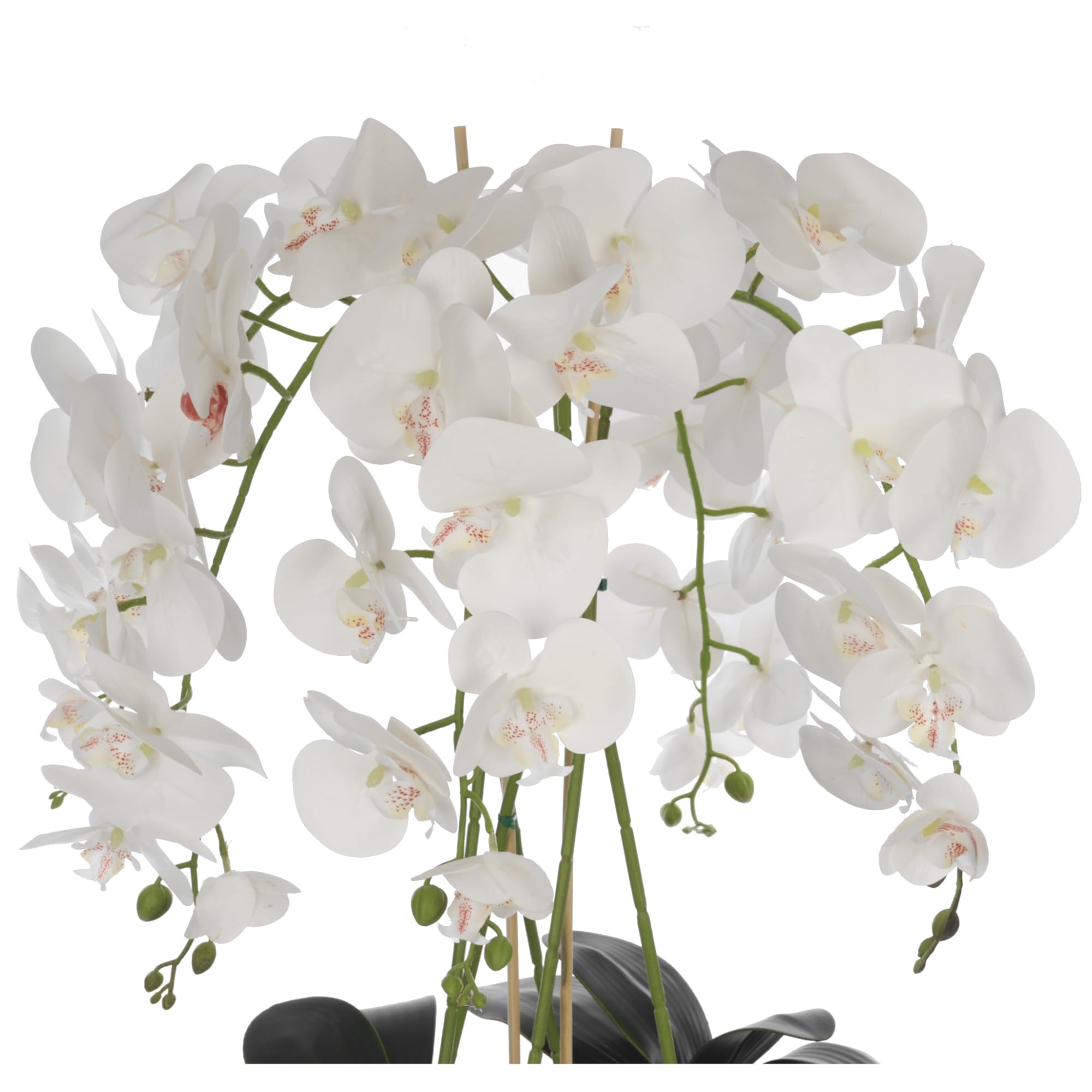 Orchidea artificiale bianca in vaso bouquet di fiori H 125 cm vaso bianco