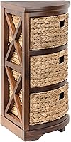 Vista 7 de Hampton Meadows - Armario de almacenamiento de mesa esquinera de 3 niveles en X con 3 cestas de mimbre, nogal
