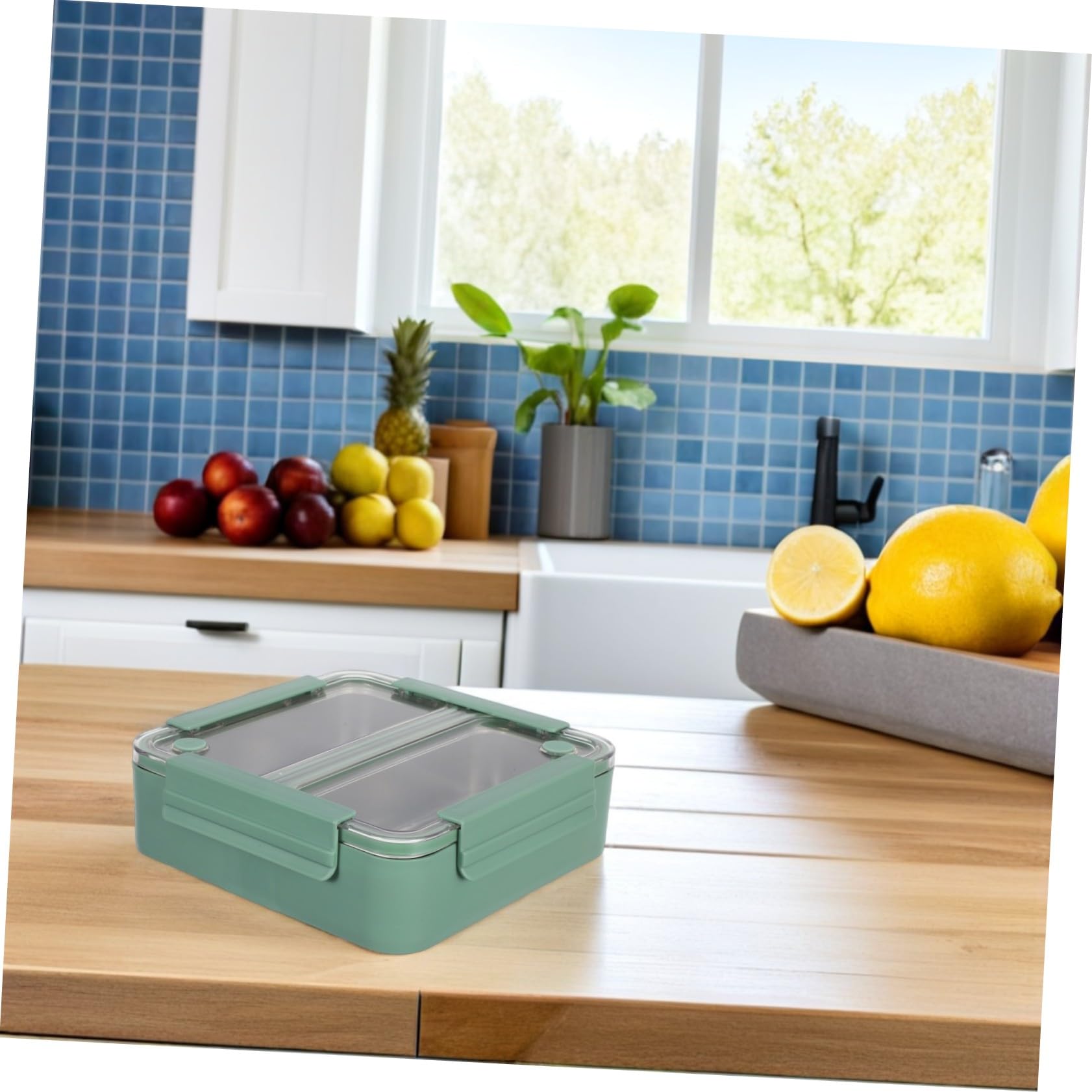 Fiambrera de Acero Inoxidable con 2 Compartimentos 1100ml Bento
