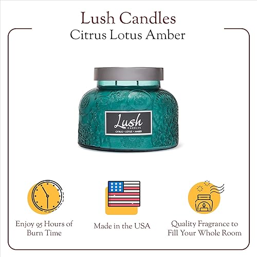 Miniatura 3 de A Cheerful Giver - Citrus Lotus Amber - Tarro de vela perfumado grande de 20 onzas con tapa - Exuberante - 95 horas de tiempo de combustión, regalo