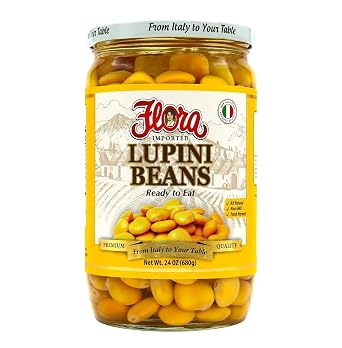 Flora Foods Lupini Beans | Ready to Eat Healthy Snack | 24 oz. Jar 680g | Imported 100% Italian | All Natural | Non GMO | Fresh Harvest | From Italy to Your Table