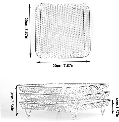 Miniatura 5 de Freidora de aire tres estantes apilables, estante para freidora de aire para freidora de aire de 5.8 a 8 cuartos de galón, estante deshidratador