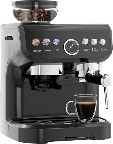 Machine à Expresso 1600W Moulin à Grains Buse Vapeur 15 B HOMCOM