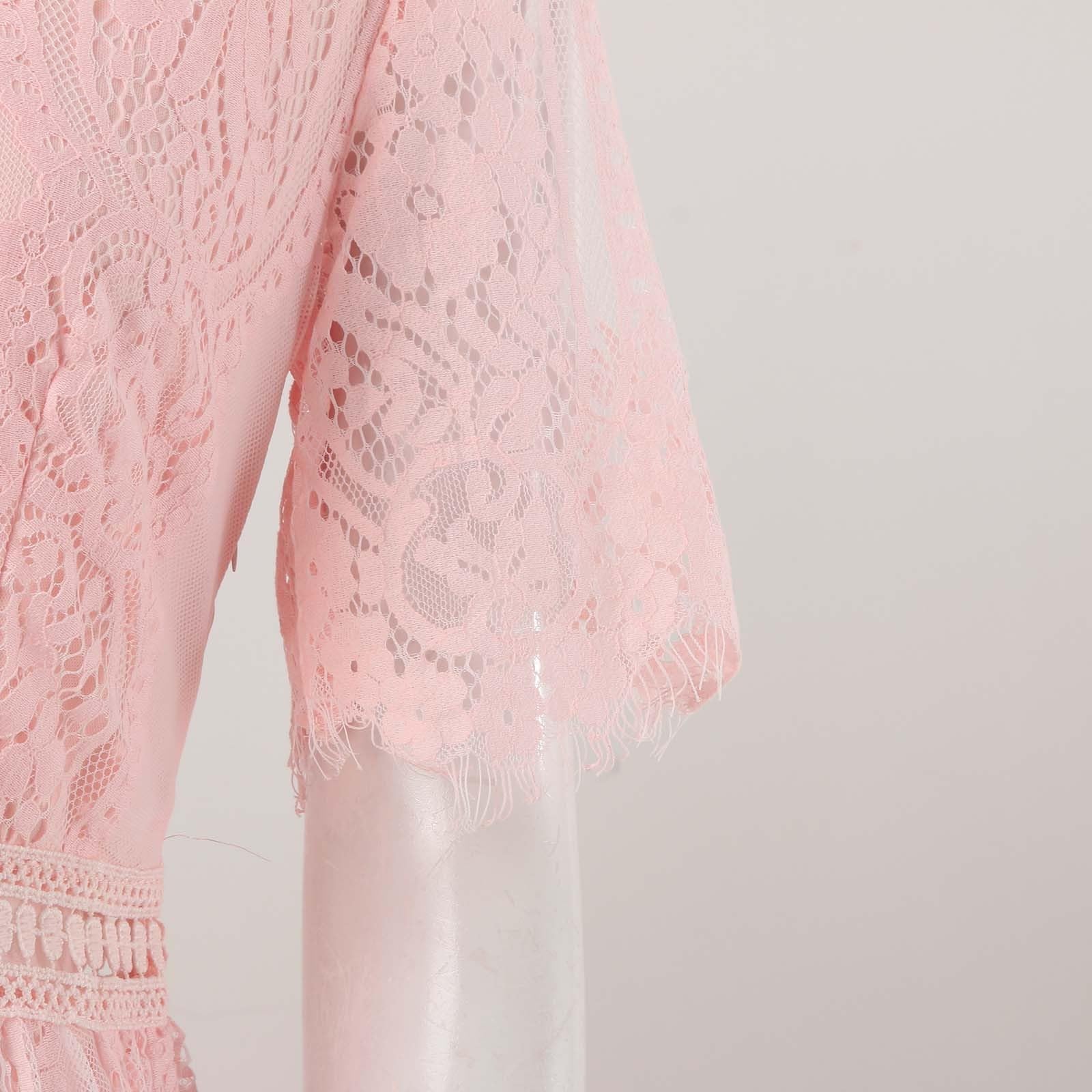 Vestido casual de manga corta para mujer, diseño hueco de encaje, perfecto para el verano, elegante y cómodo, fácil de limpiar