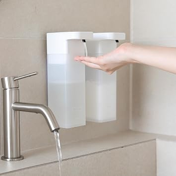 mooas Automatic Liquid Soap Dispenser, Multi Auto Gel Touchless Hand Soap Dispensers, USB Rechargeable Electric Sensor 3-Levels Adjustable IPX7 Dish Soap Dispenser for Kitchen Bathroom 15.2oz White