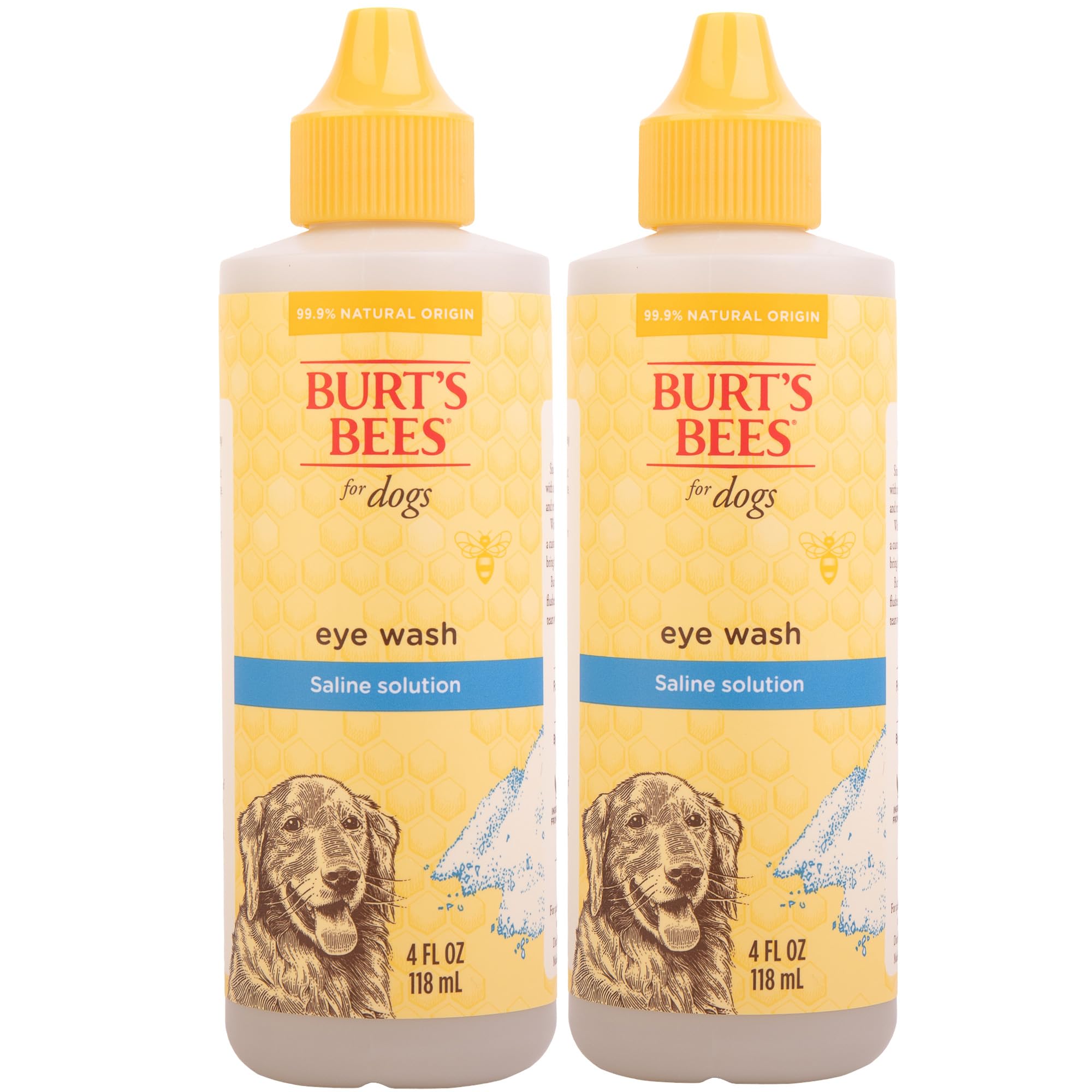 BURT'S BEES FOR PETSEye Wash with Saline Solution for Dogs, 2pk, 99.9% Natural Origin Formulas, Dog Eye Cleaner, Eye Wash for Dogs, Eye Treatment for Dogs,2pk, 4 oz