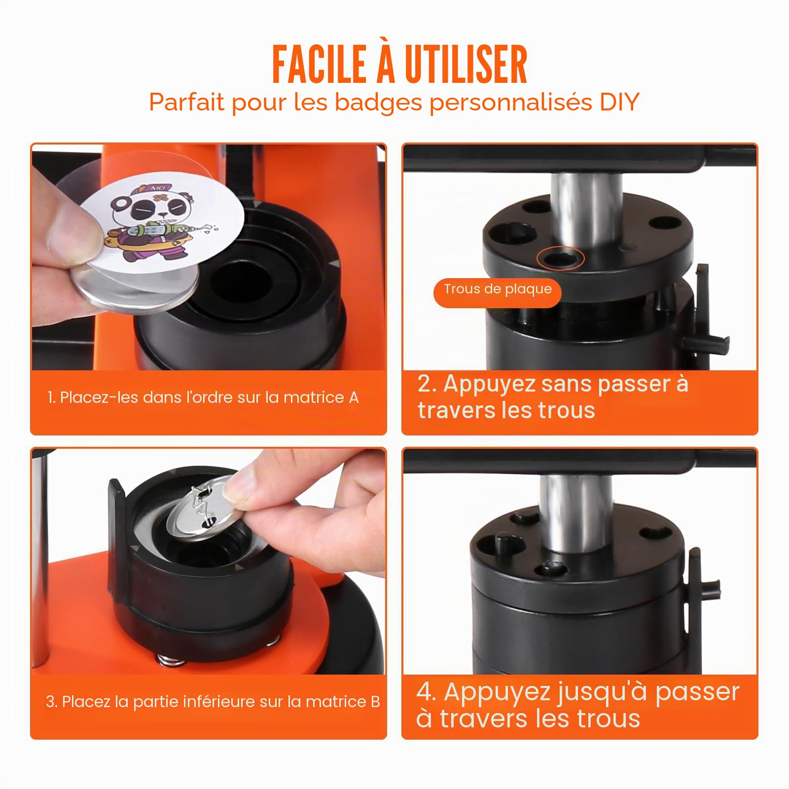 VEVOR Machine à Badges de 32 mm Presse à Badges avec 500 Kits de Consommables Livre Magique et Coupe-Cercle Machine à Fabriquer des Badges en Plastique Résistant pour Fabrication de Badges à Épingle