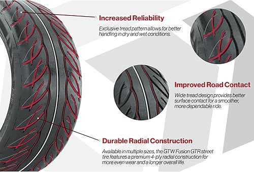 Miniatura 3 de GTW Combo de ruedas y neumáticos para carrito de golf de 12 pulgadas  GTW Vampire mecanizadasruedas negras en neumáticos radiales 21540-R12 (19
