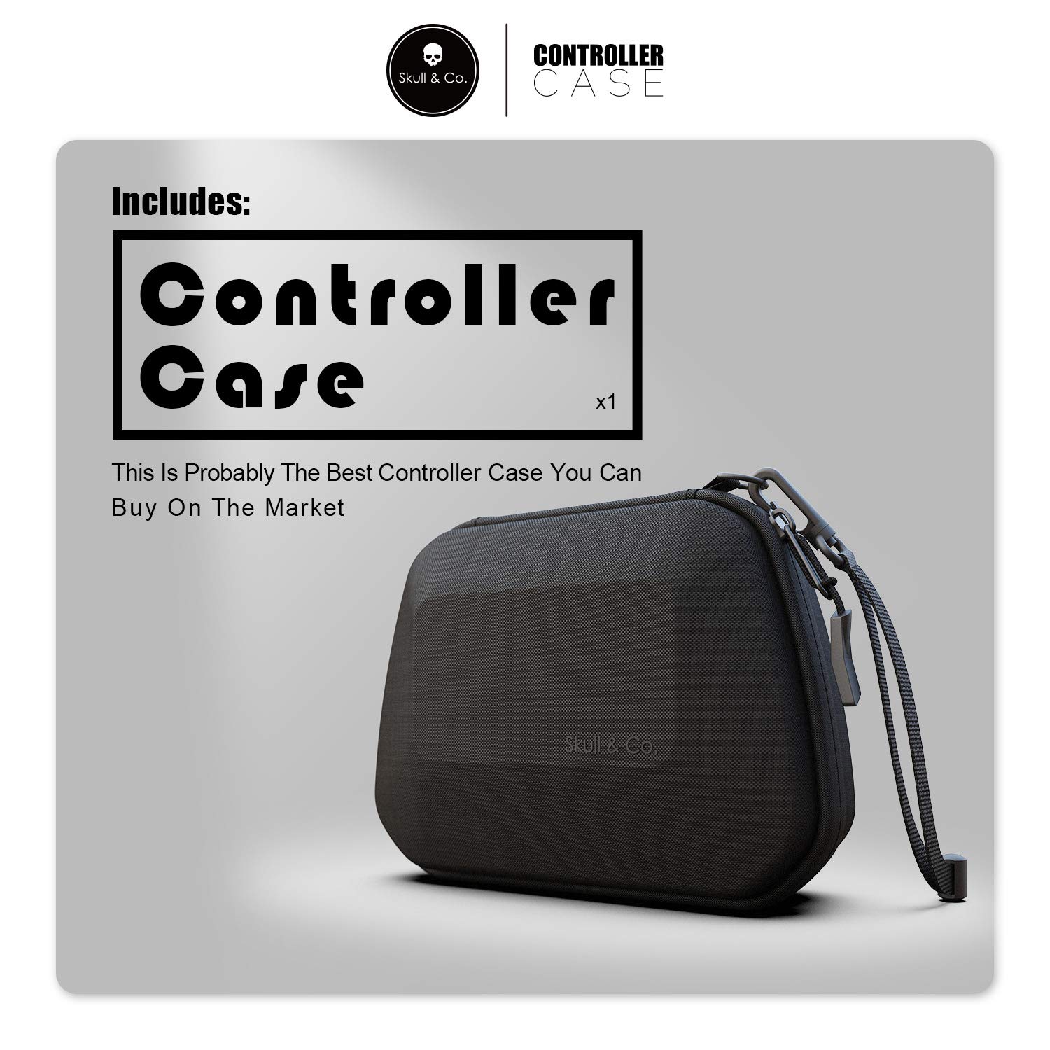 Skull & Co. Controller Case: Portable Hard Shell Protective Travel Carrying Case for PS5 DualSense Controller - Black