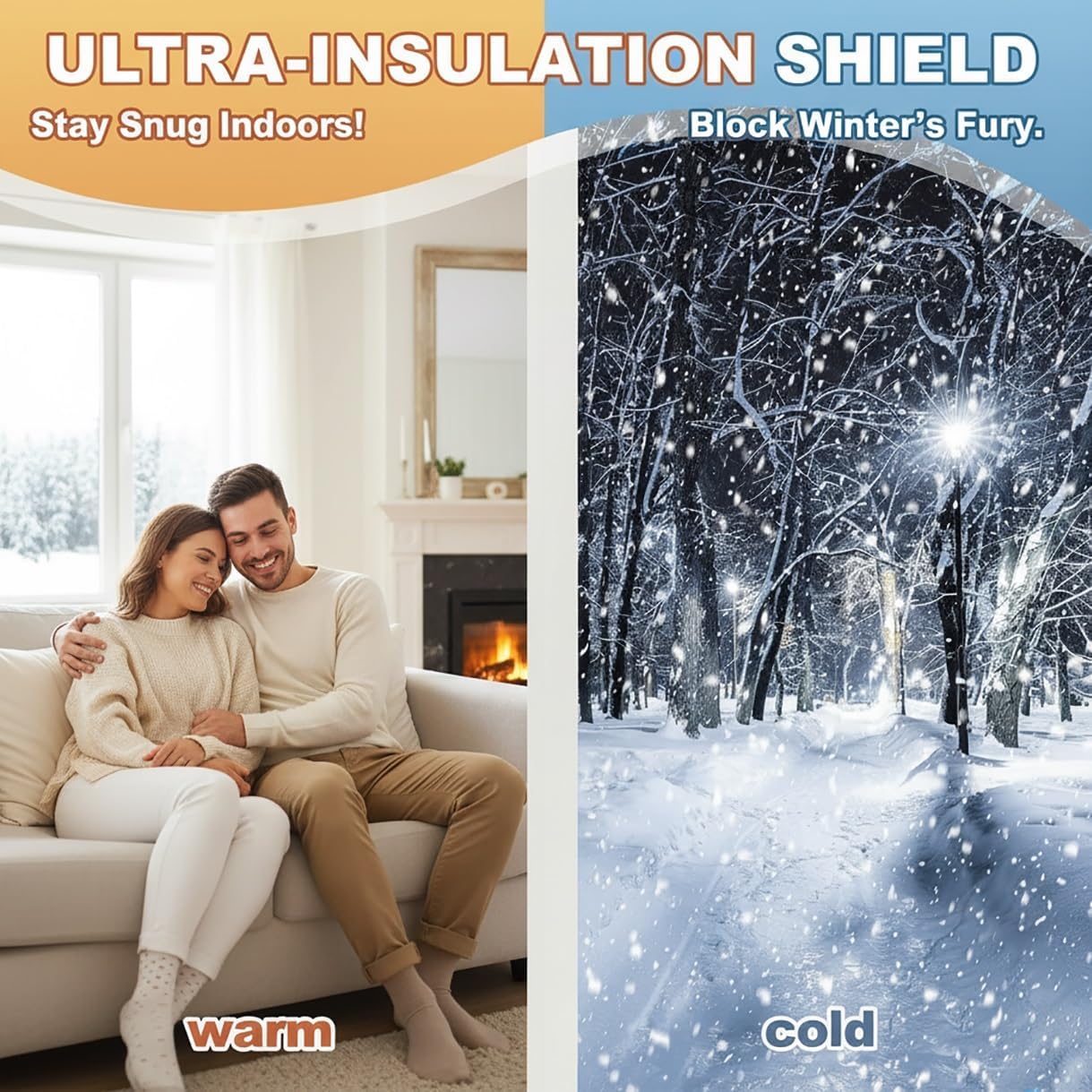 Window Plastic Insulation Kit for Winterizing 30" 33" 37" 43" 47" 55" Clear Winter Window Insulation Film Windows Cold Air Blocker Reusable Windows Wrap Weatherproofing Keep Warm(60" W x 103" H)