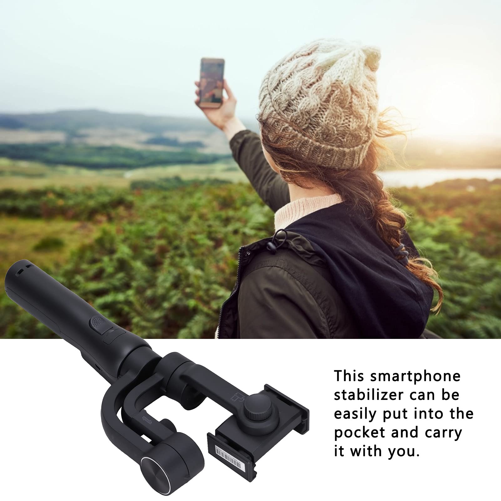 Naroote Stabilisateur Portable S5B pour Smartphone, Trépied Pliable à 3 Axes, Suivi du Visage pour équipement Vidéo, Matériau ABS Noir