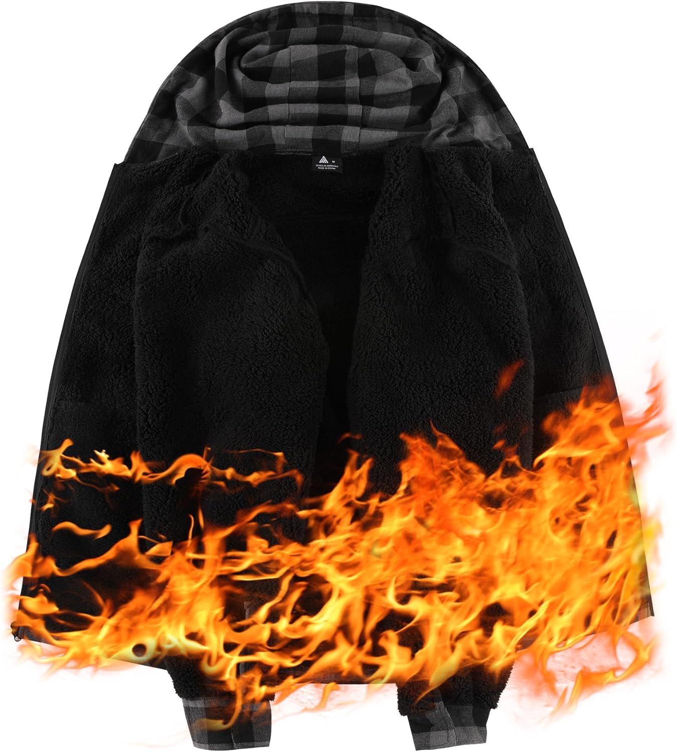 SCODI Men's Flannel Plaid Jacket Warm Sherpa Lined Fleece Hoodies for Men Zip Up Thick Jackets Winter Coat with Pocket - Image 4