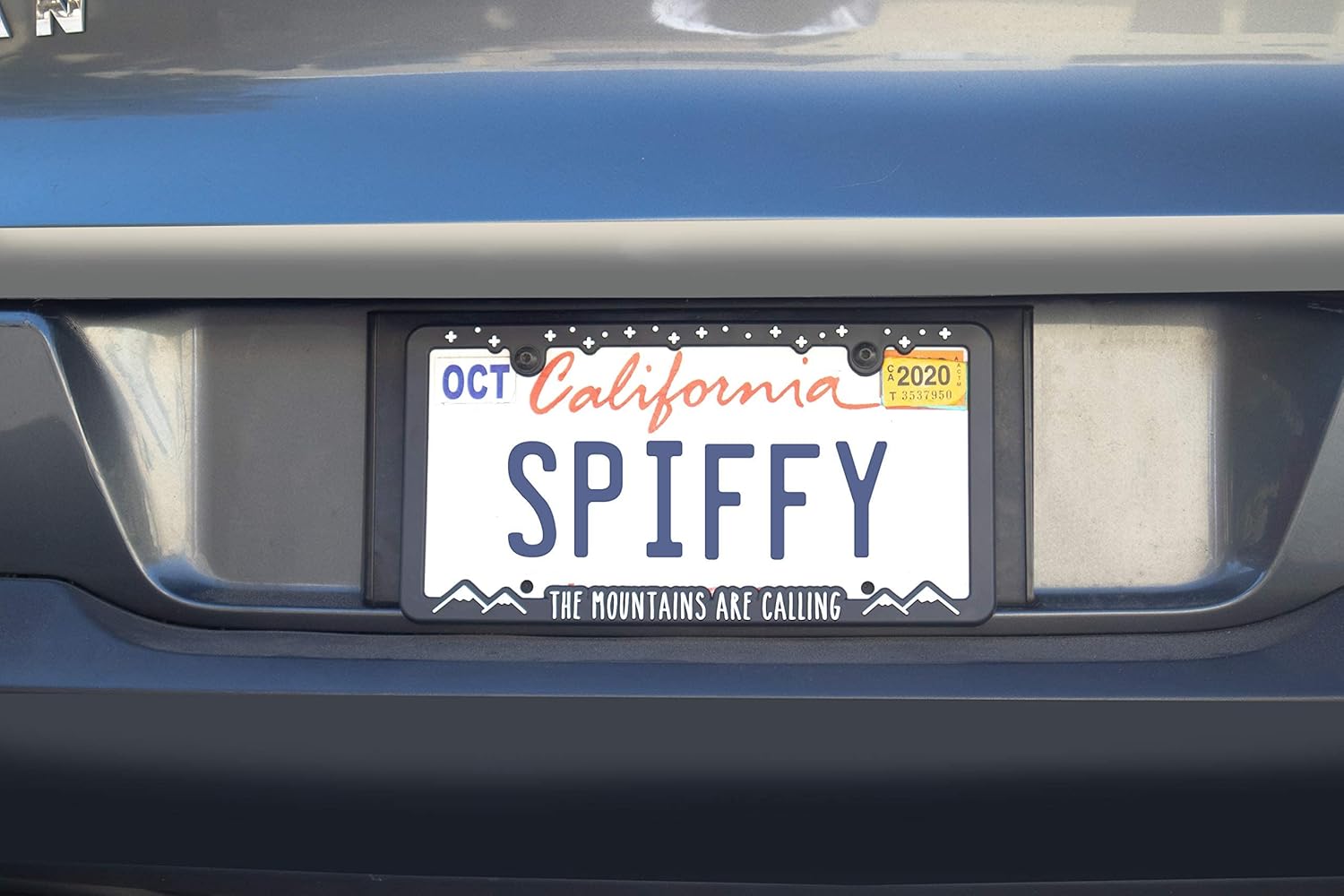 Spiffy Mountain License Plate Frame Holder Bracket for All US/CAN Vehicles | Mountains are Calling | Raised Lettering | Made in The USA | Great Gift for Hiking and Outdoor Sports Enthusiasts : Automotive