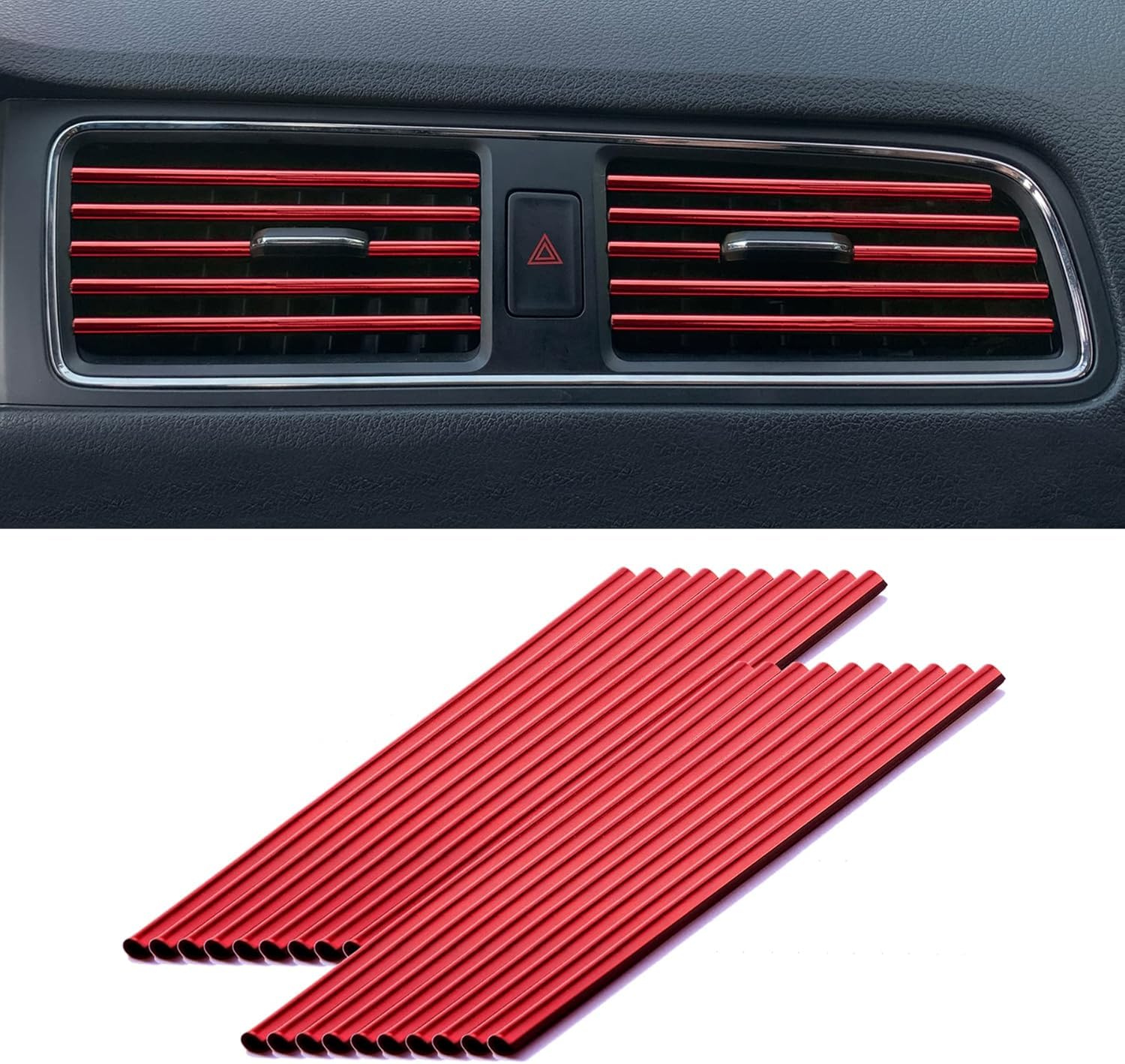 JINGMU 20 Pcs Car Vent Outlet Trim for Mitsubishi Mirage, Car Air Conditioner Decoration Strip, Waterproof Bendable Car Air Vent Trim Strip, Air Outlet Trim