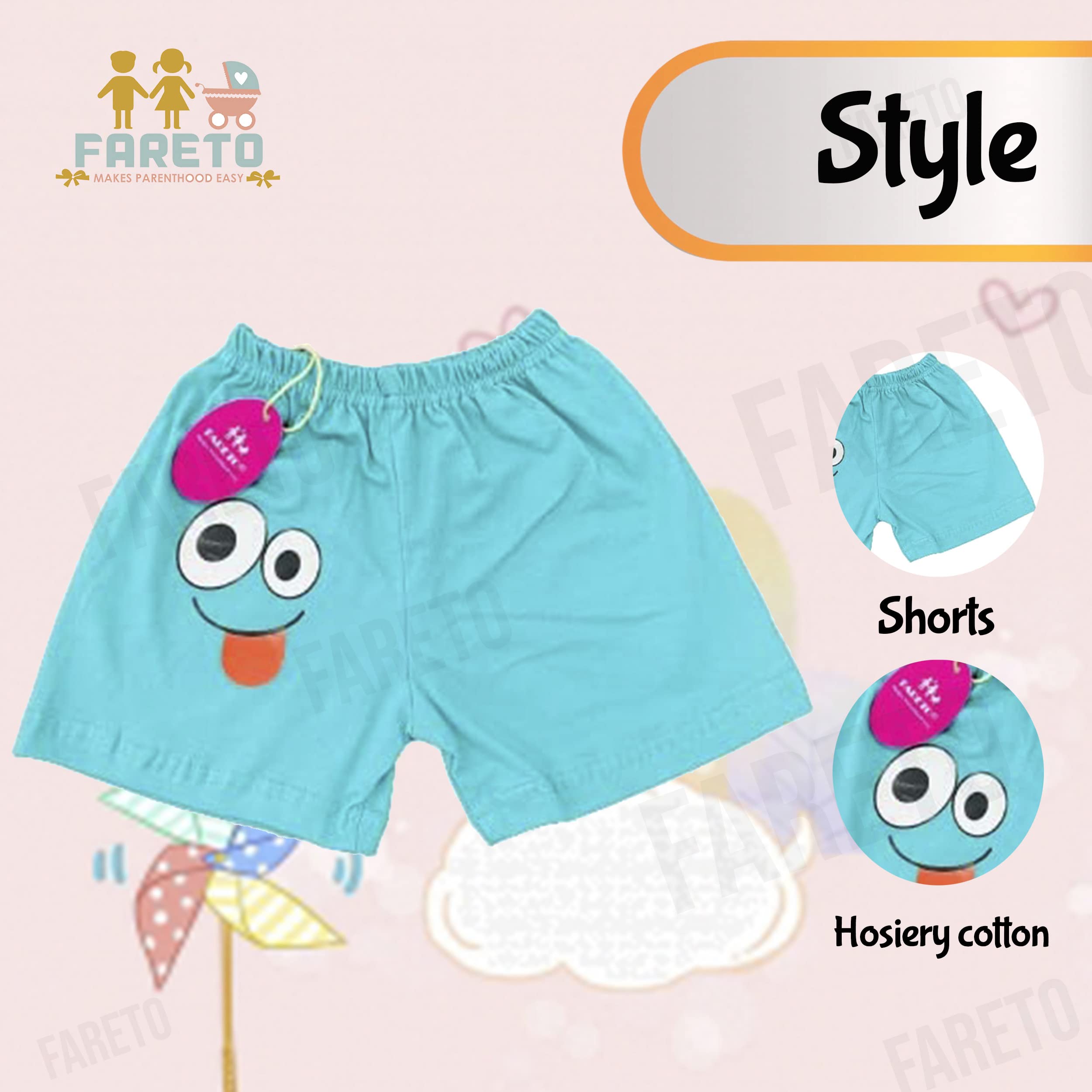 Fareto Baby's & Kid's Cotton Shorts(Pack of 5) (6-12 Months) 3