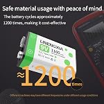 9V Rechargeable Batteries, 1100mAh Lithium Battery with Type-C USB, 2-Pack