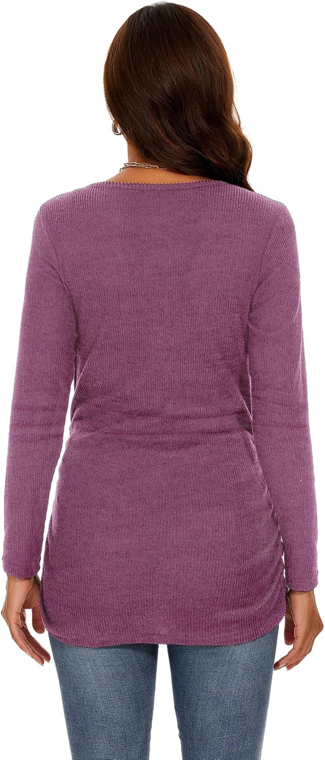 Smallshow Women's Maternity Sweater Shirt Long Sleeve Pregnancy Top Clothes - Image 5