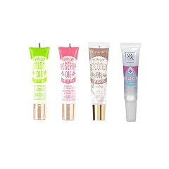 Ruby Kisses Broadway Vita-Lip Clear Lip Gloss 4 Pack Mint Rosehip Coconut Oil Lip Oil Treatment Ultra-Hydrating Soothing