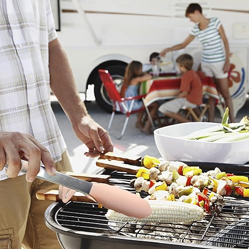 Miniatura 7 de Pinzas para cocinar, pinzas de cocina de 12 pulgadas con puntas de silicona, pinzas para servir de grado alimenticio, juego de 3, rosa