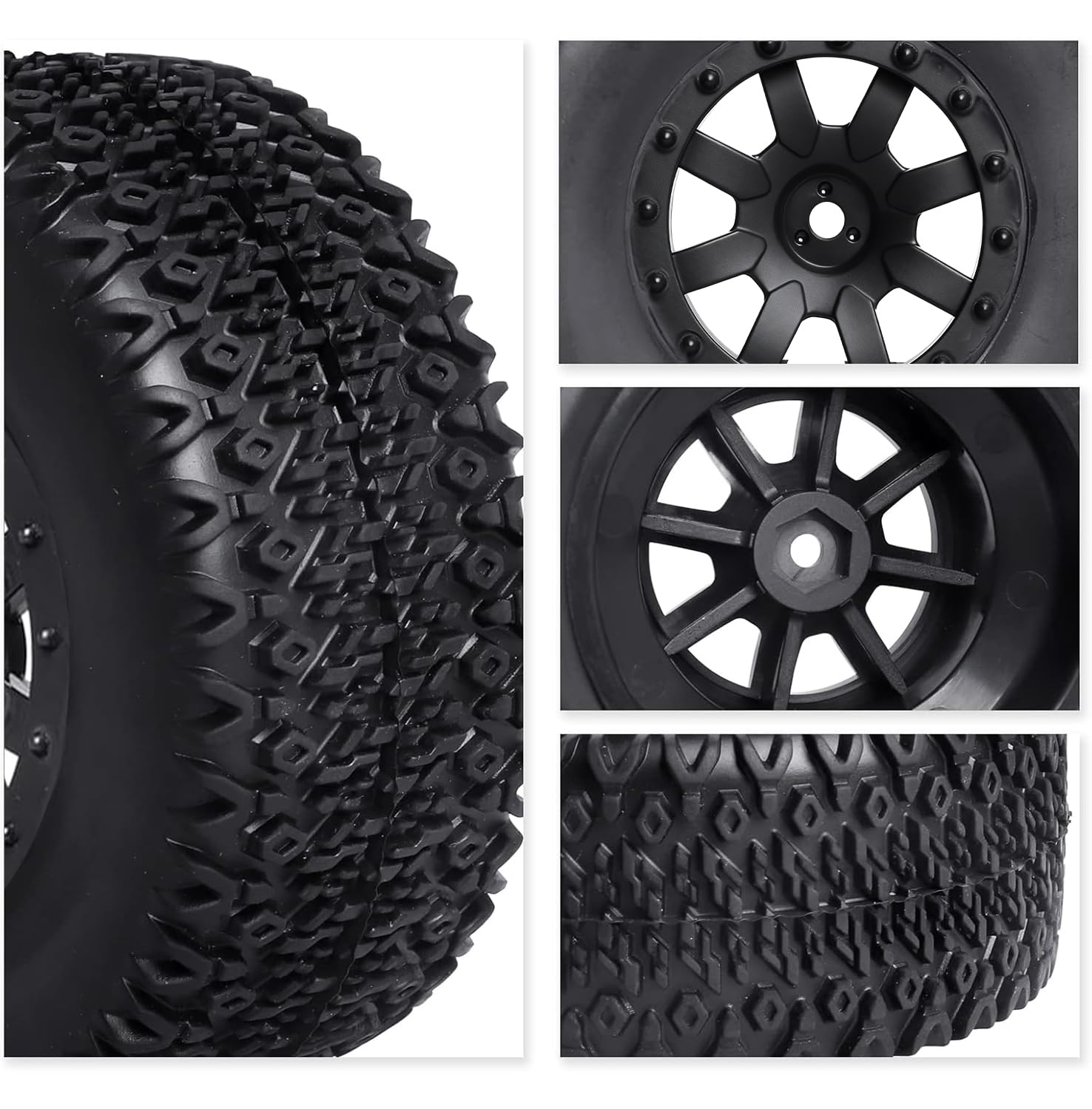 1/10 Neumáticos y ruedas de camión de campo corto para Traxxas HSP Tamiya HPI Kyosho Losi Redcat Racing RC Modelo Coche, juego de 4 (estilo B)