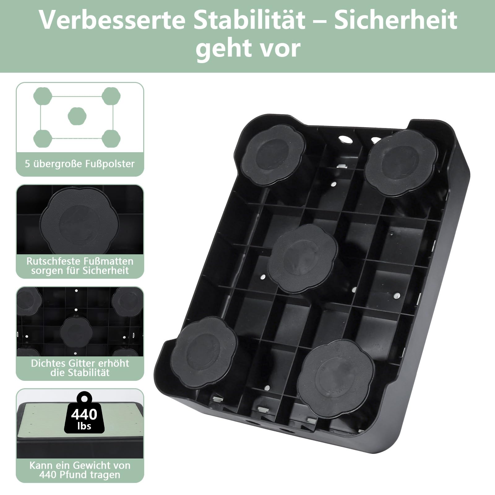rutschfest Halbstufe, 3-Stufig Höhenverstellbarer Trittstufe mit Nachleuchtende, Tragbare Tritthocker Bis 200 kg, Treppenhilfe für Senioren, Step Hocker für Bad, Auto, Wohnwagen, Outdoor