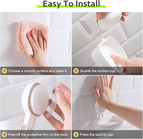 Miniatura 3 de Uten Estante de ducha con ventosa para baño, cesta de ducha 3 en 1, soporte para cepillo de dientes, soporte para cepillo de dientes, estante